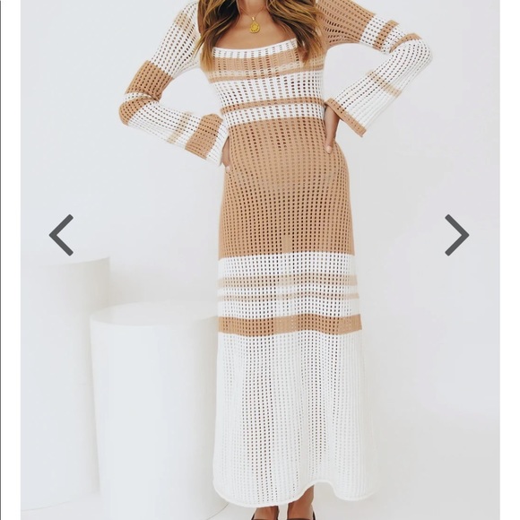 Dresses Vrg Grl Work Of Art Crochet Maxi Dress Natural Poshmark